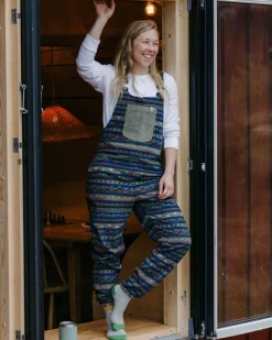 Ace Recycled Polar Fleece Dungarees - Mountain Geo Multi