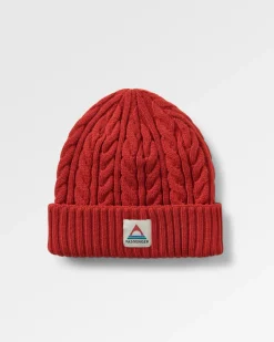 Bonnet en maille torsadée recyclée Fireside - Rouge Ocre