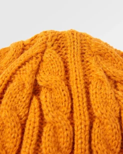 Bonnet en maille torsadée recyclée Fireside - Orange Sunrise