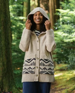 Cardigan à capuche tricoté recyclé Snoozle - Avoine