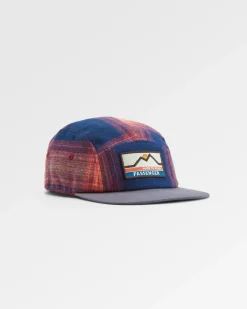 Casquette en flanelle recyclée Fixie 5 panneaux - Rich Navy/ Red Ochre Check