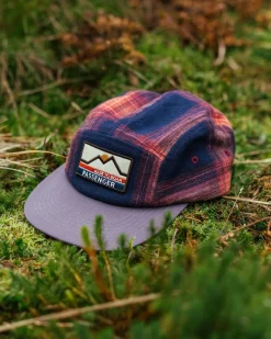 Casquette en flanelle recyclée Fixie 5 panneaux - Rich Navy/ Red Ochre Check