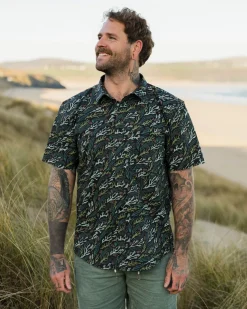 Chemise à Manches Courtes Imprimée Ripstop Way - Courant Océanique Noir