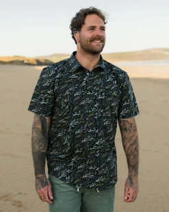 Chemise à Manches Courtes Imprimée Ripstop Way - Courant Océanique Noir