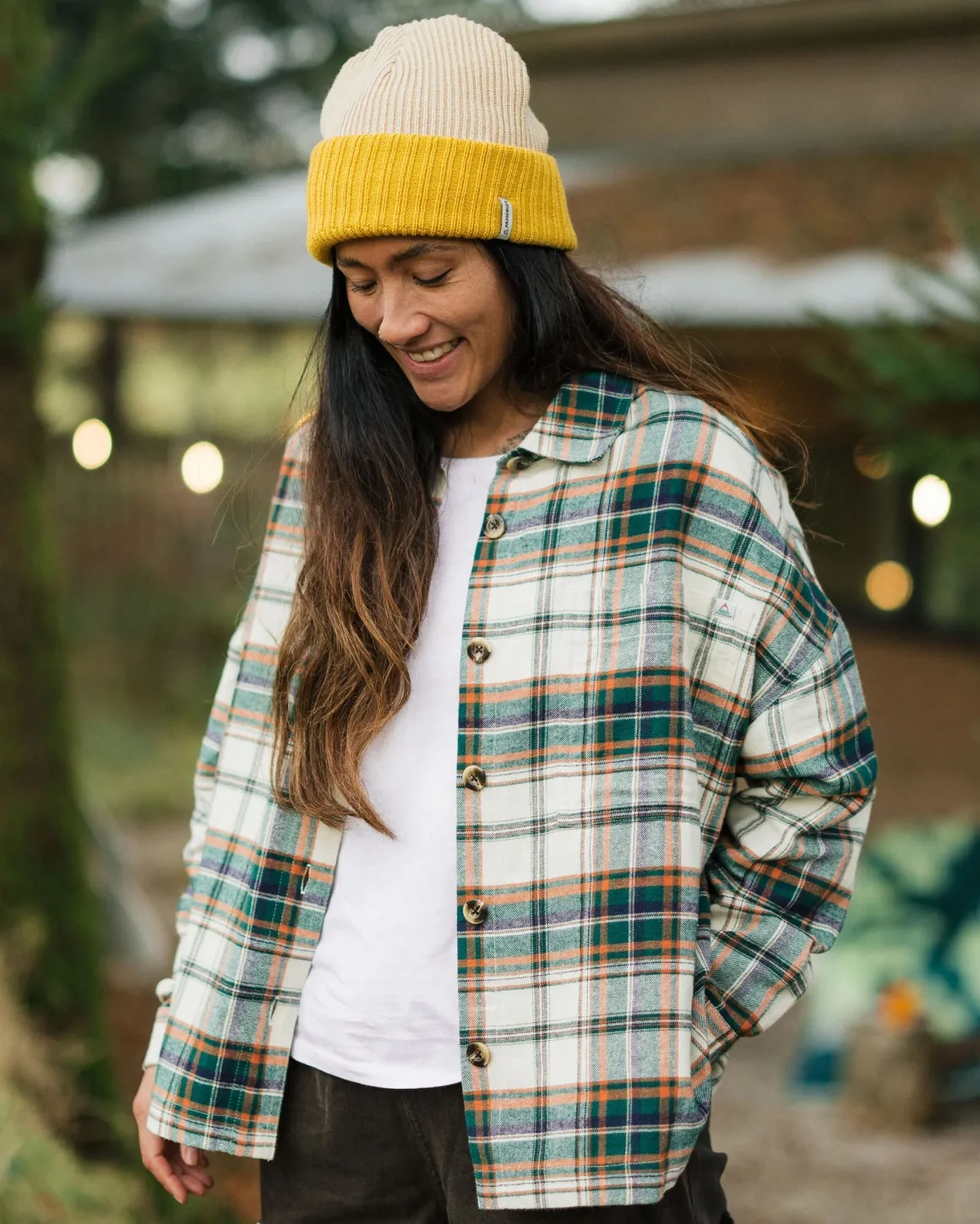 Chemise bio à manches longues Rootsy - Birch/Rain Forest Check
