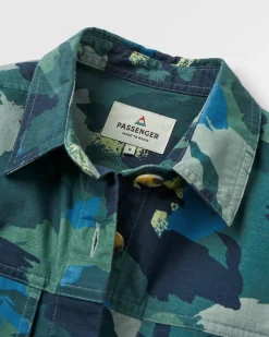 Chemise bio à manches longues Coral - Alpine Camo Rain Forest