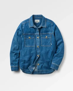 Chemise en coton bio à manches longues Coral - Denim délavé