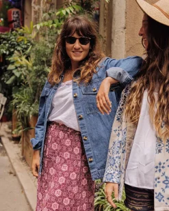 Chemise en coton bio à manches longues Coral - Denim délavé