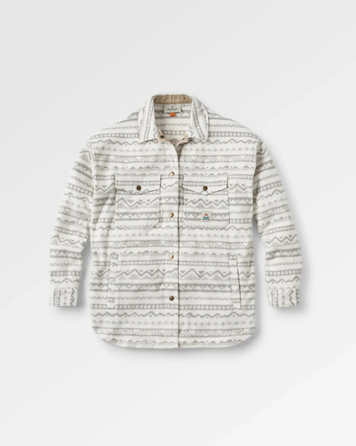 Chemise en Polaire Recyclée East - Motif Montagne Vintage Blanc