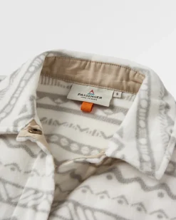 Chemise en Polaire Recyclée East - Motif Montagne Vintage Blanc