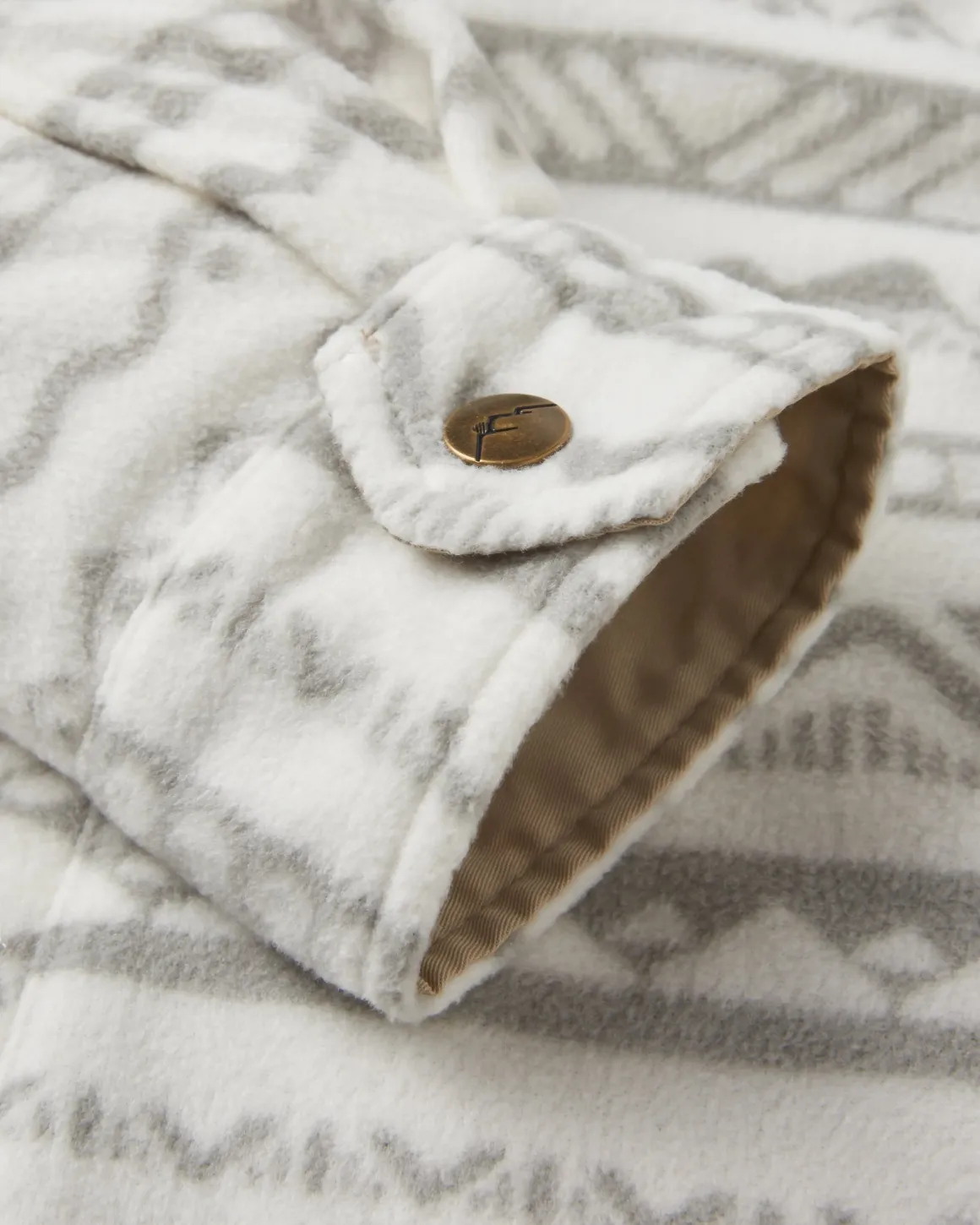 Chemise en Polaire Recyclée East - Motif Montagne Vintage Blanc