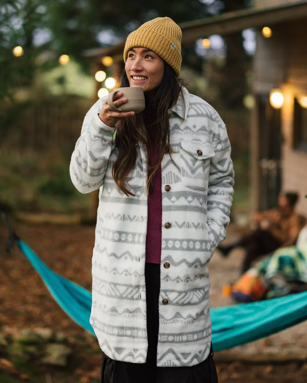 Chemise en polaire Sherpa recyclée Cloudy 2.0 - Mountain Geo Vintage White