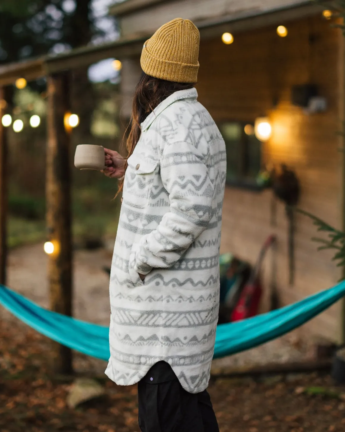 Chemise en polaire Sherpa recyclée Cloudy 2.0 - Mountain Geo Vintage White