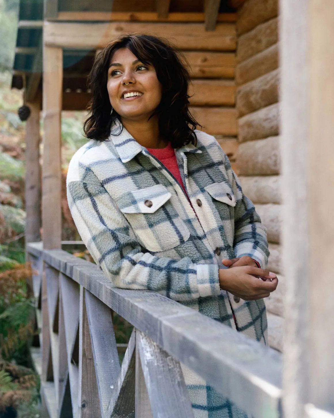 Chemise en polaire sherpa recyclée Cloudy - Pistachio Check