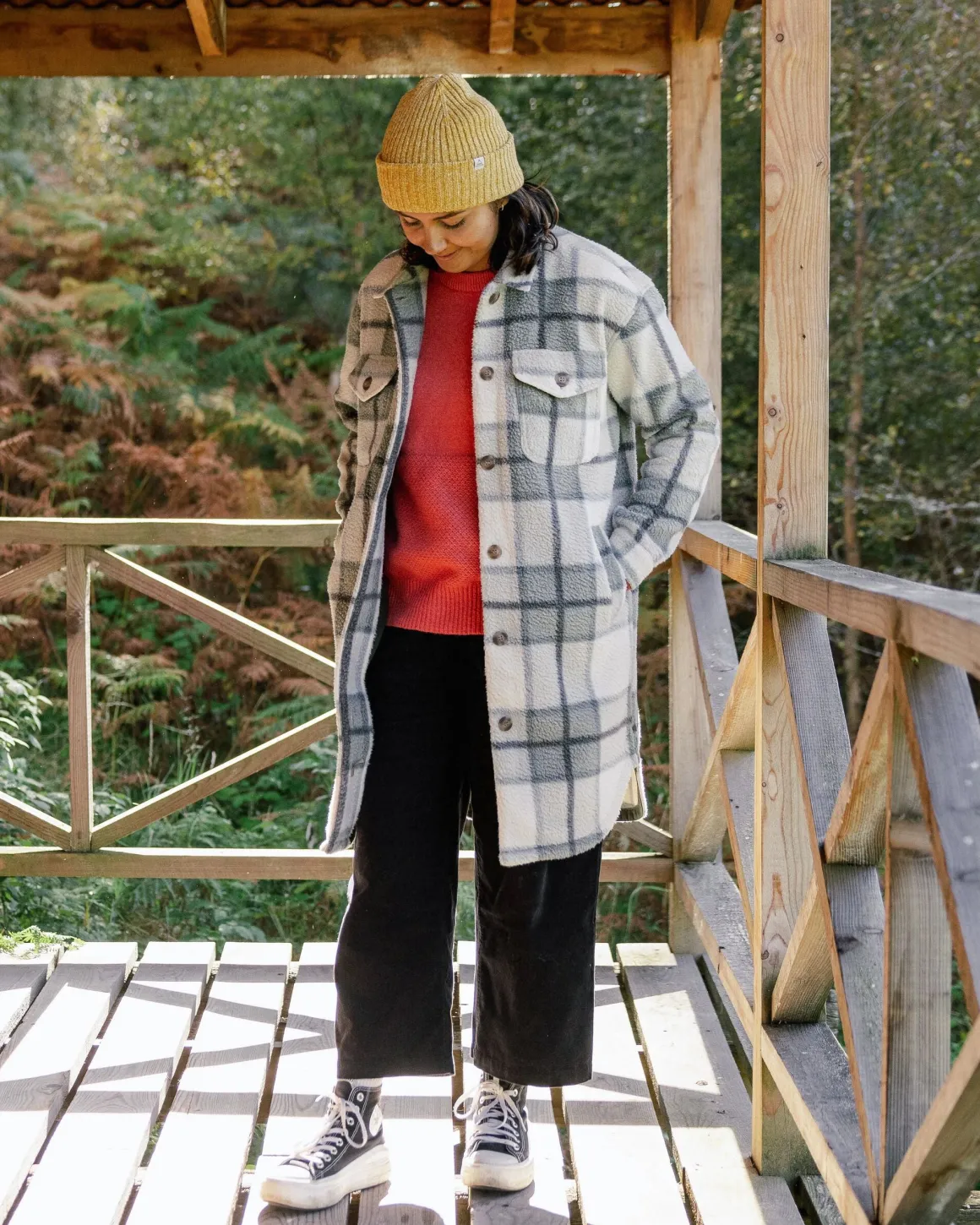 Chemise en polaire sherpa recyclée Cloudy - Pistachio Check