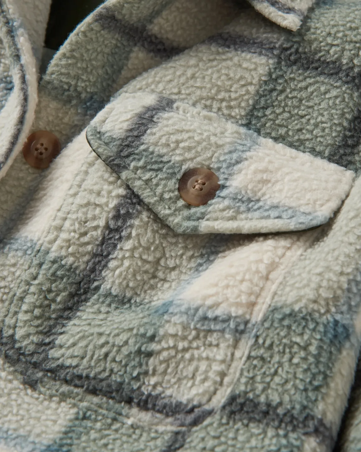 Chemise en polaire sherpa recyclée Cloudy - Pistachio Check