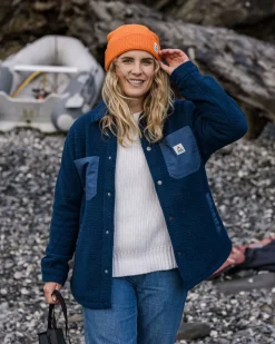 Chemise Sherpa Recyclée Oversize - Denim Foncé