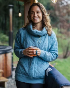 Clementine Recycled Quilted High Neck - Bluejay