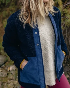 Clover Sherpa Fleece Doublé Coton Recyclé - Bleu Marine Foncé