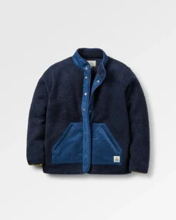 Clover Sherpa Fleece Doublé Coton Recyclé - Bleu Marine Foncé