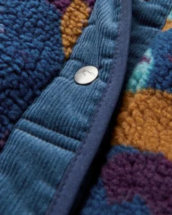 Clover Sherpa Fleece Doublé Coton Recyclé - Motif Camo Bleu Profond