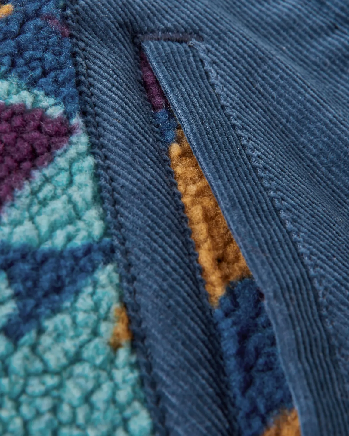 Clover Sherpa Fleece Doublé Coton Recyclé - Motif Camo Bleu Profond
