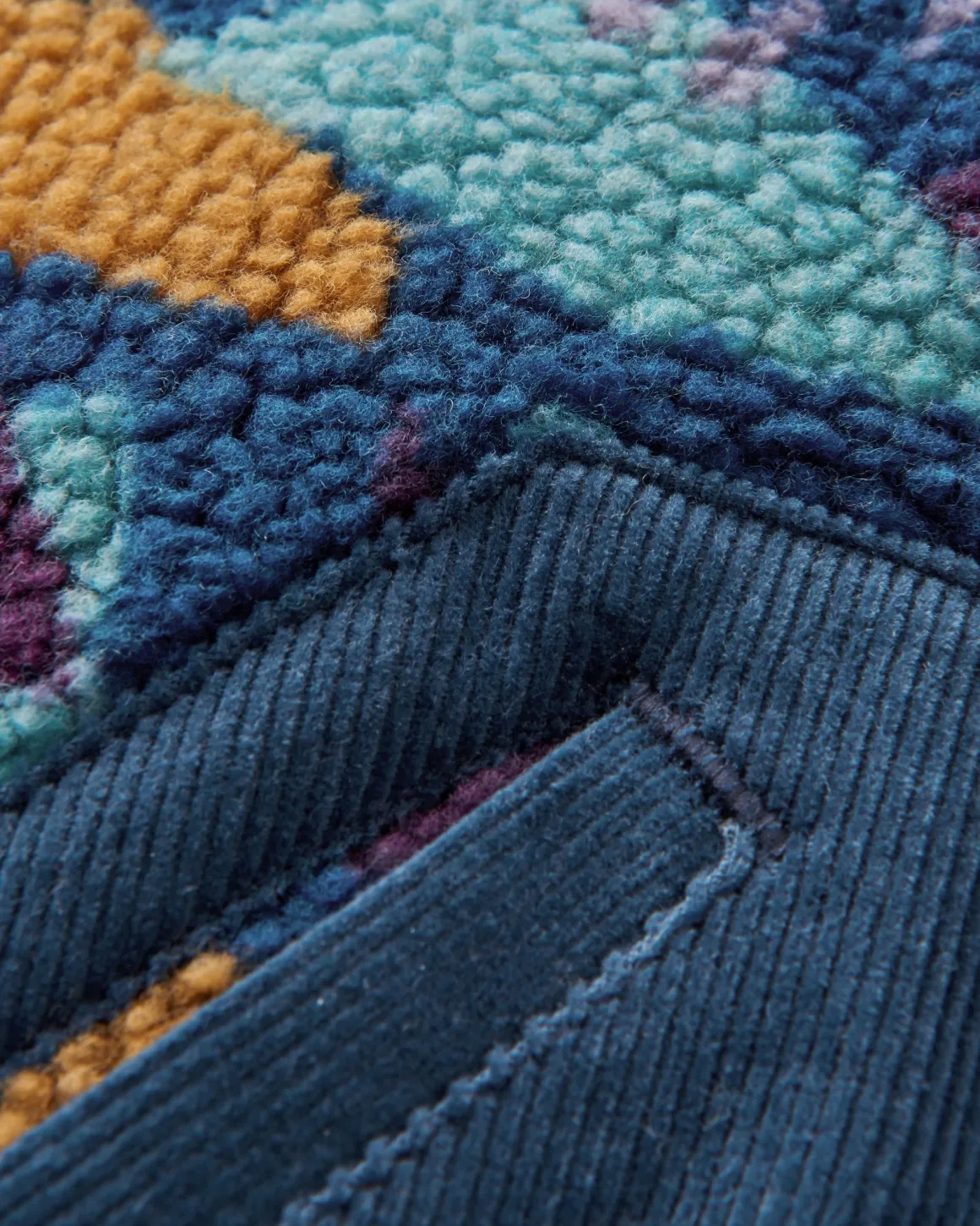 Clover Sherpa Fleece Doublé Coton Recyclé - Motif Camo Bleu Profond