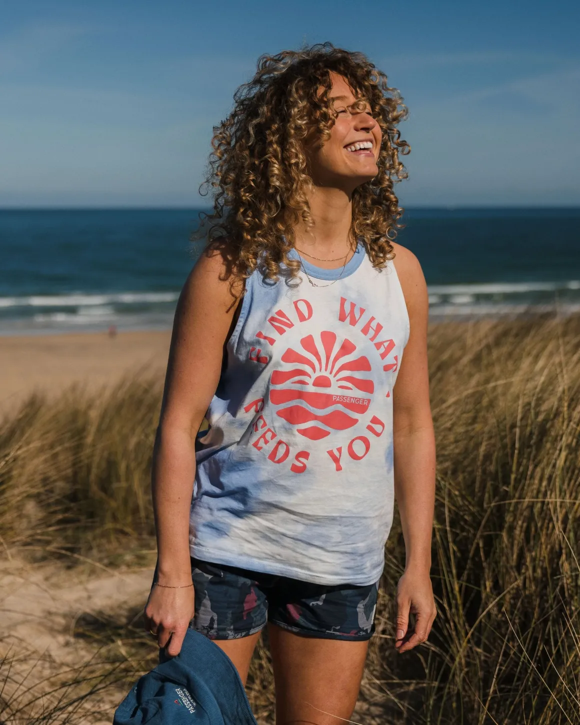 Débardeur en coton bio Discovery - Tie Dye Cornflower