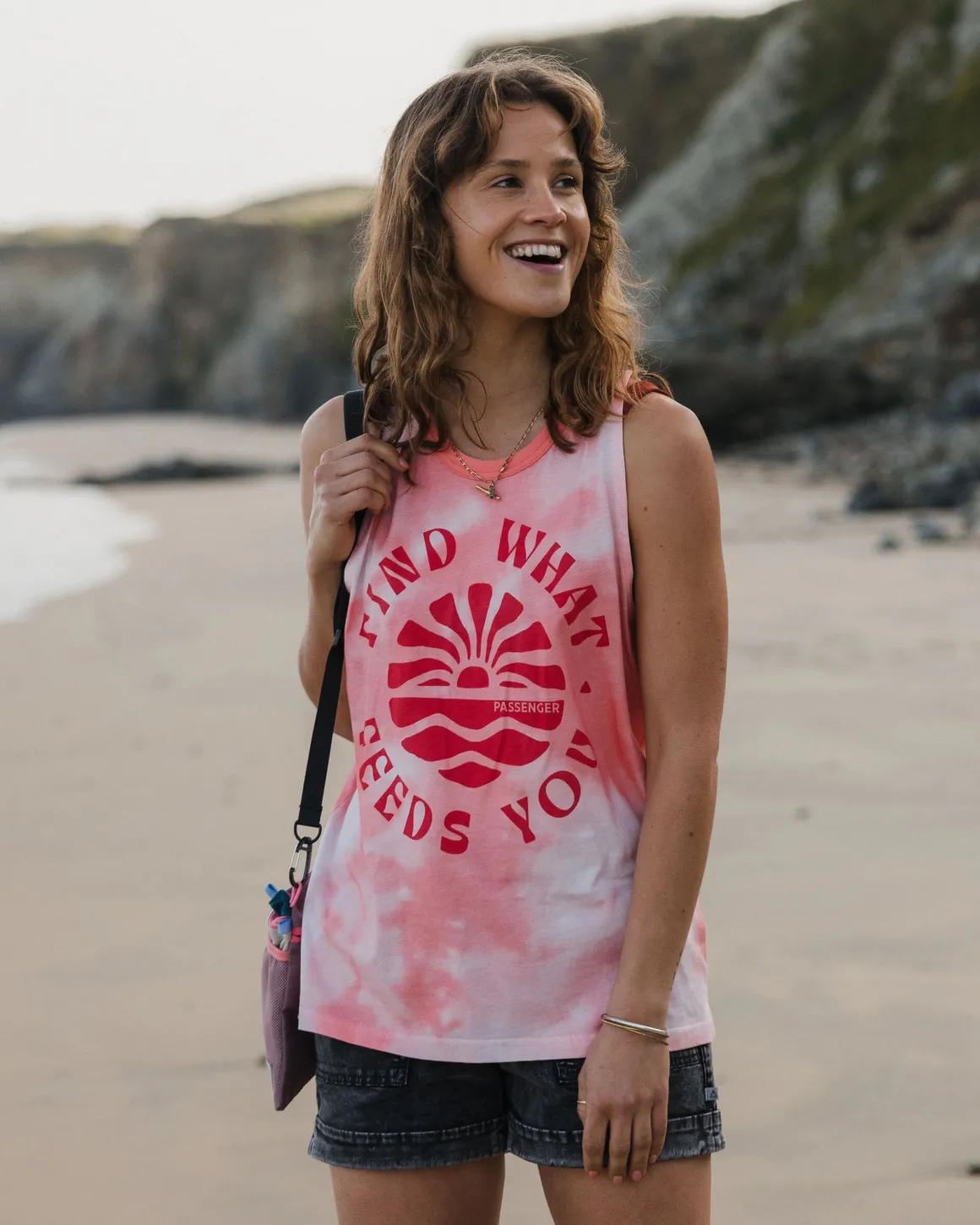 Débardeur en coton bio Discovery - Tie Dye Shell Pink
