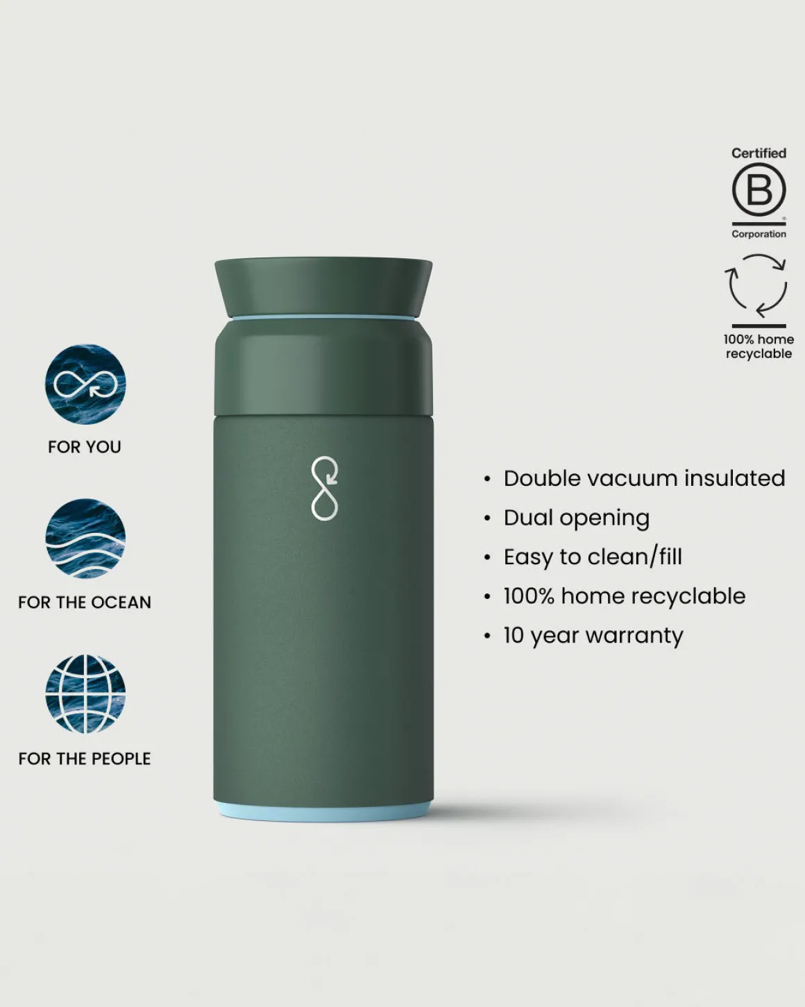 Flasque Ocean Bottle Brew 350ml - Passenger Vert Forêt