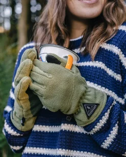 Gants d'excursion d'une journée en polaire recyclée compatibles avec écran tactile - Kaki