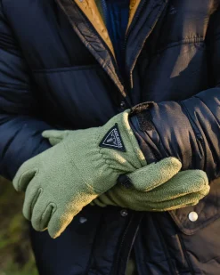 Gants d'excursion d'une journée en polaire recyclée compatibles avec écran tactile - Kaki