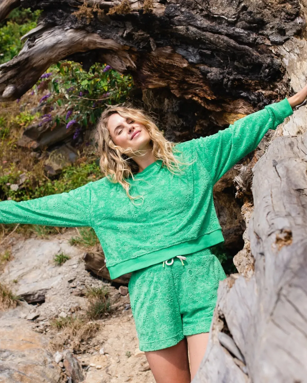 Haut à Manches Longues Texturé Vibes - Vert Épicéa