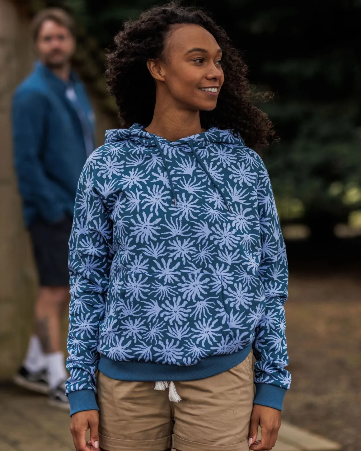Hoodie en coton bio Arame - Bleu Acier Algue