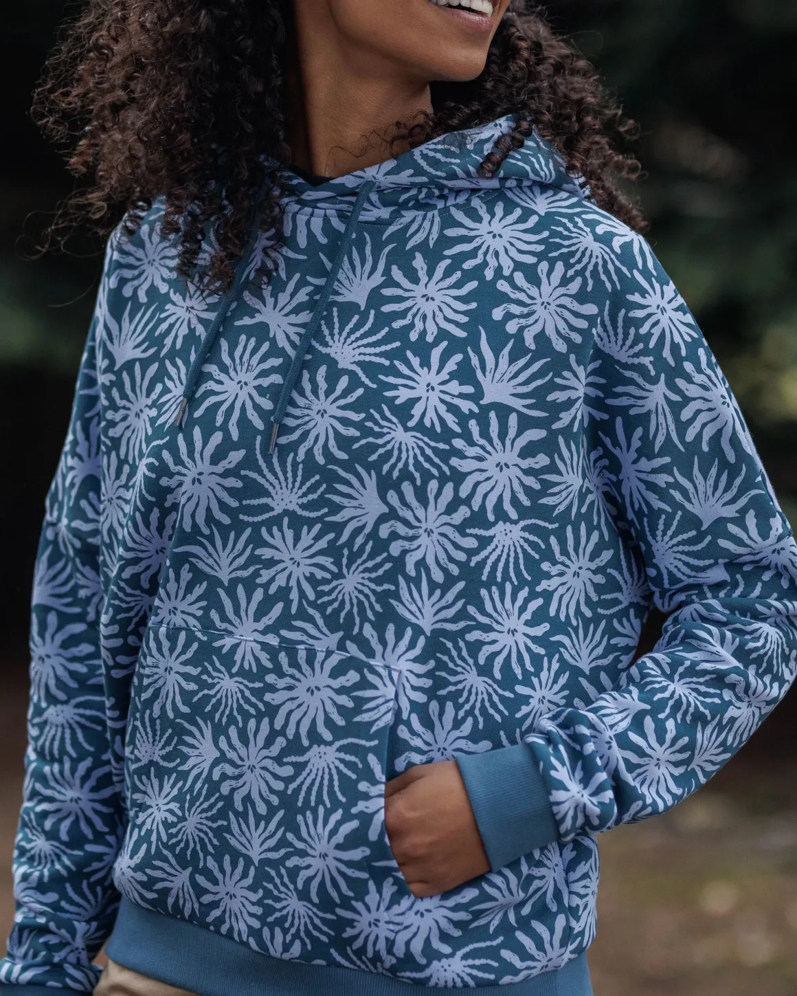 Hoodie en coton bio Arame - Bleu Acier Algue