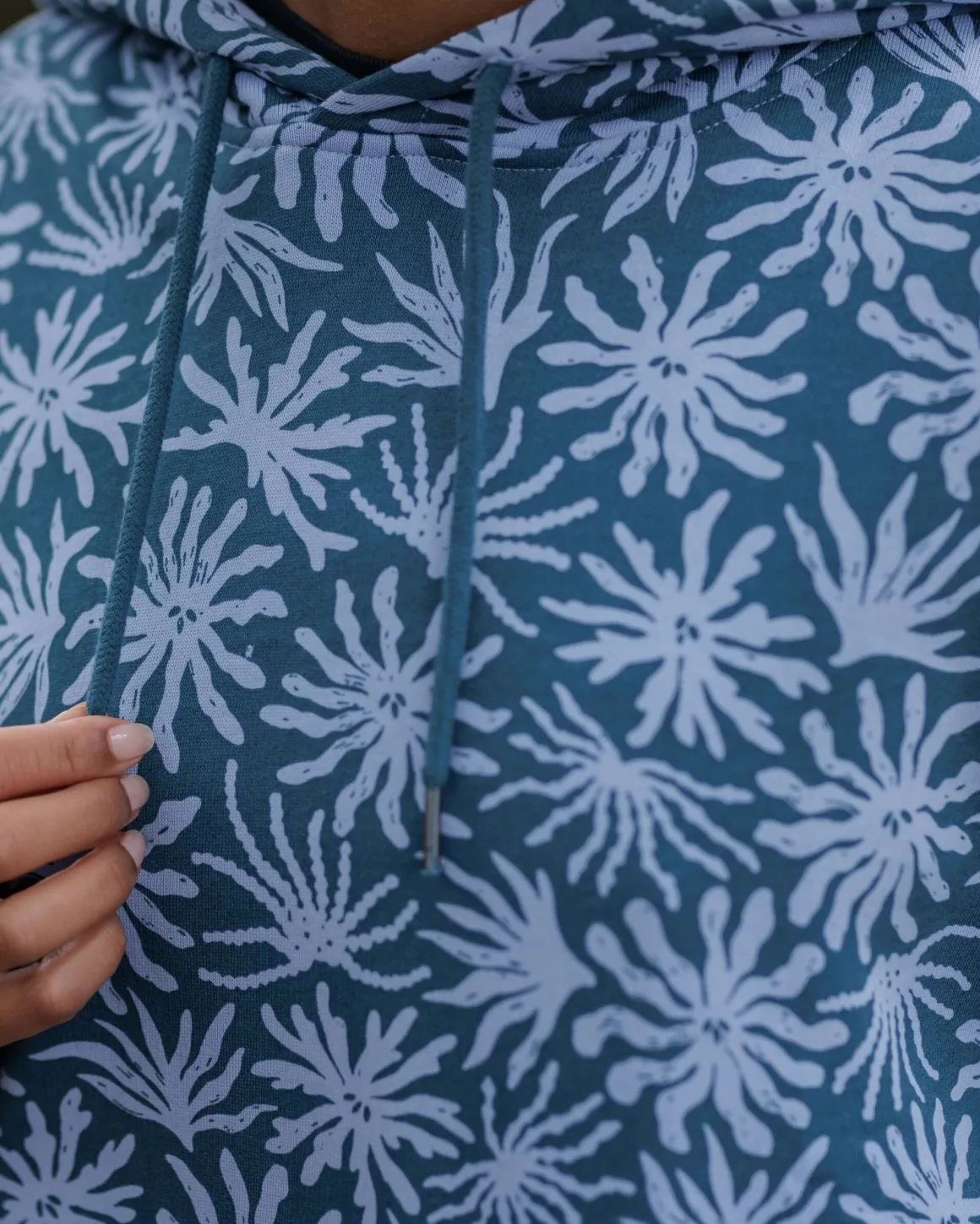 Hoodie en coton bio Arame - Bleu Acier Algue