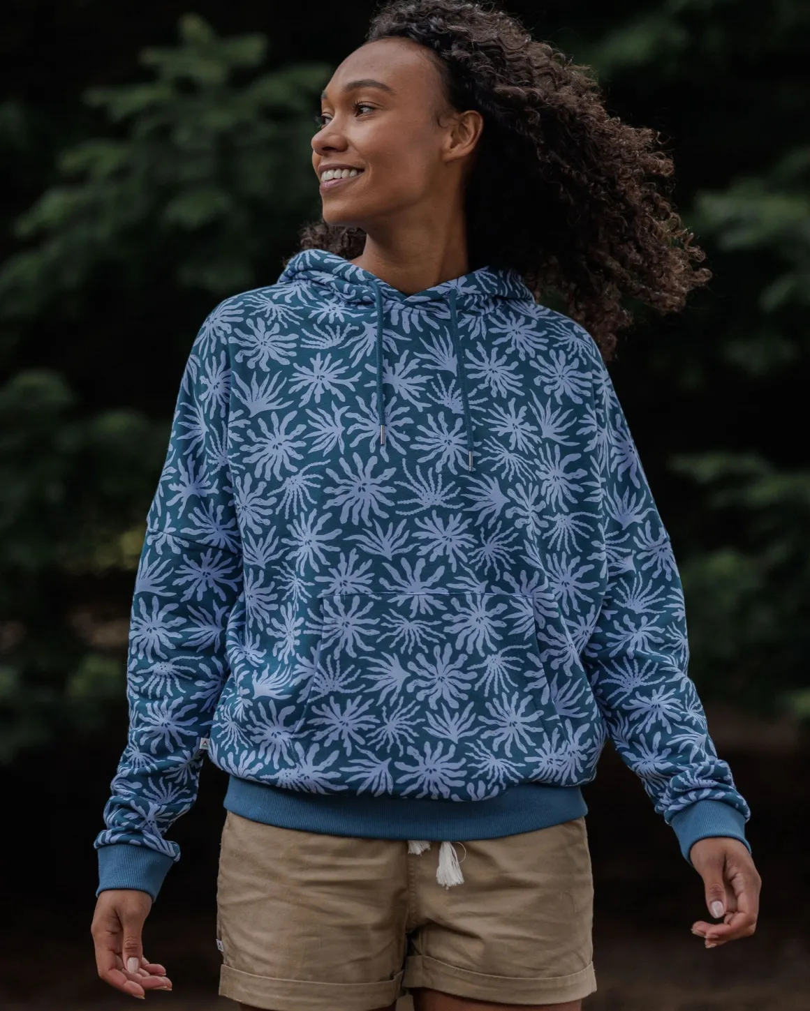 Hoodie en coton bio Arame - Bleu Acier Algue