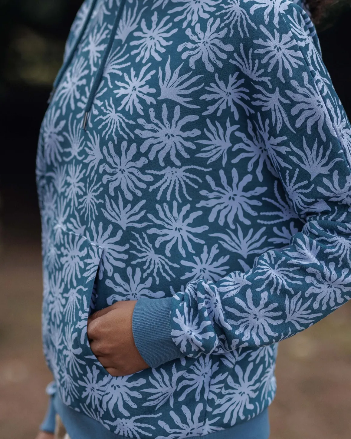Hoodie en coton bio Arame - Bleu Acier Algue