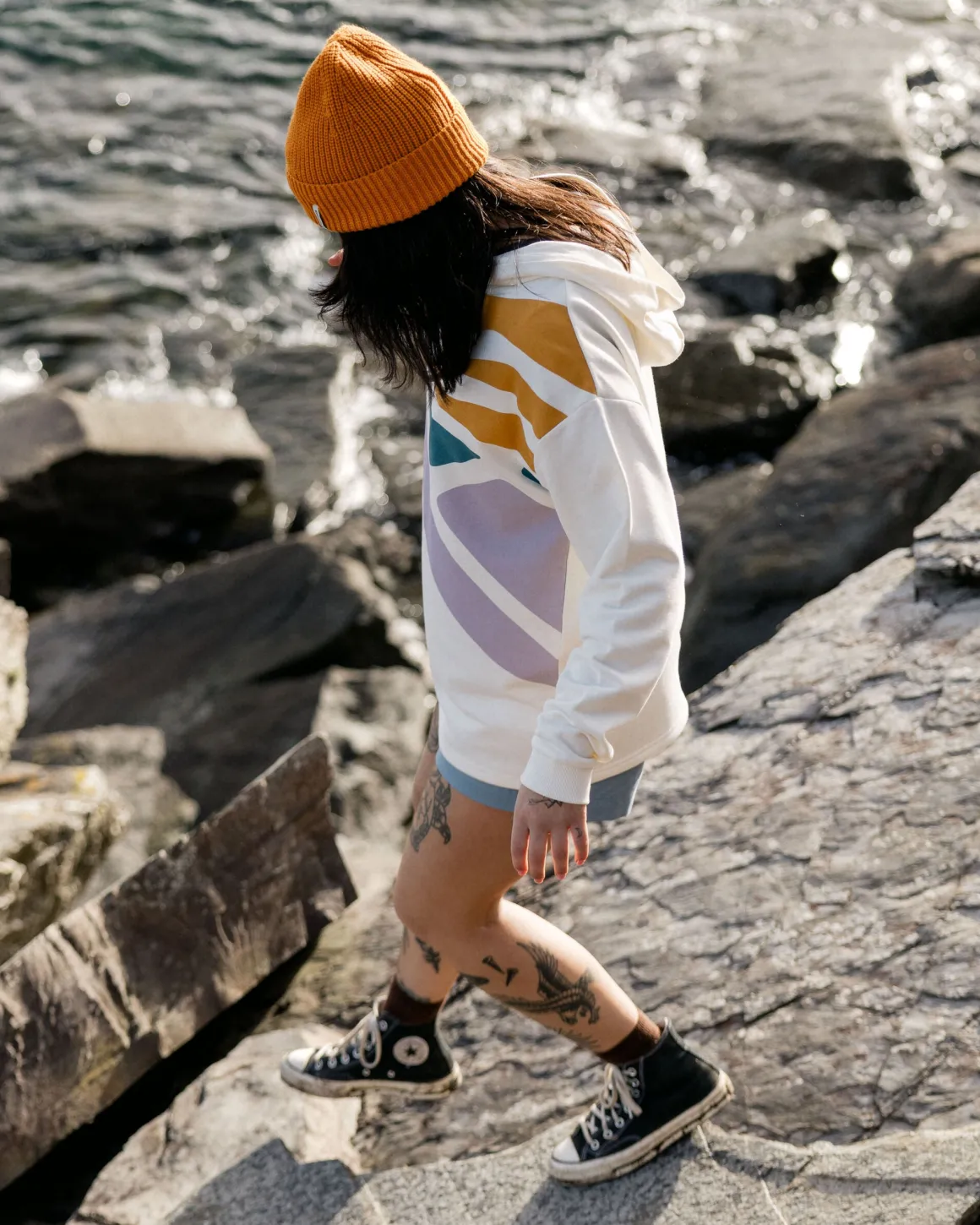 Hoodie en coton bio Sunsets - Marshmallow