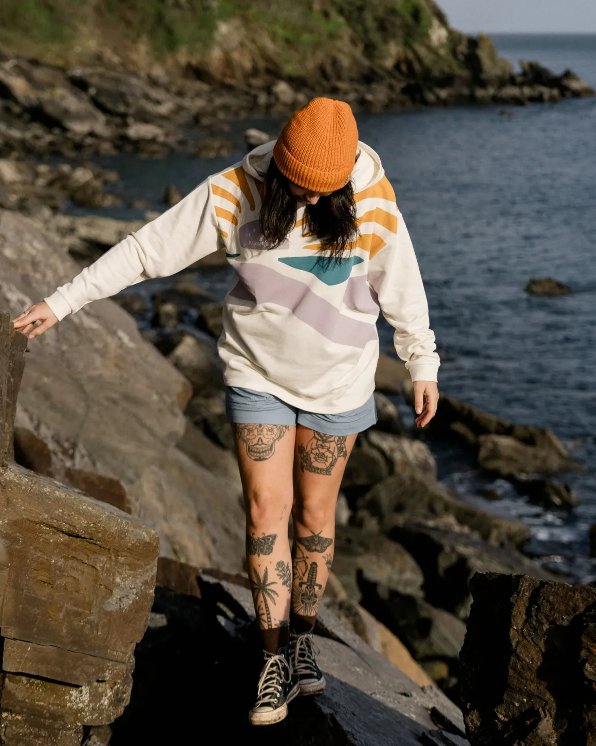 Hoodie en coton bio Sunsets - Marshmallow