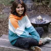 Hoodie en coton bio tricoté oversize Moments - Multi Rayures