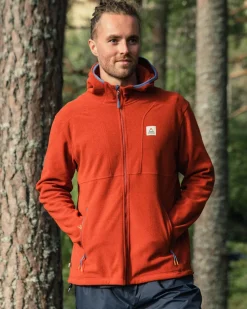 Hoodie en polaire recyclée pour hommes Pinegrove - Rouge Ocre