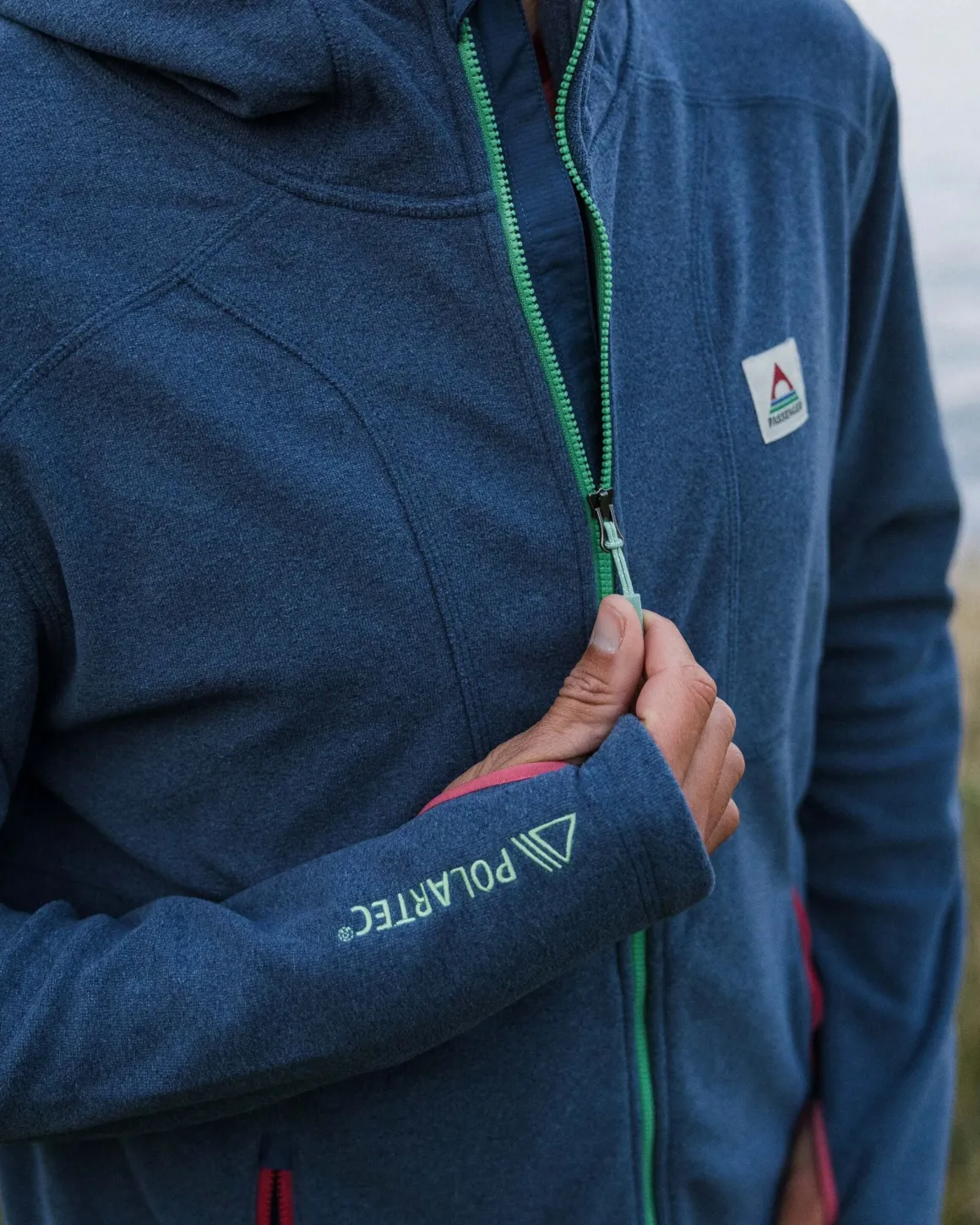 Hoodie en polaire recyclée Polartec® pour hommes - Denim foncé chiné