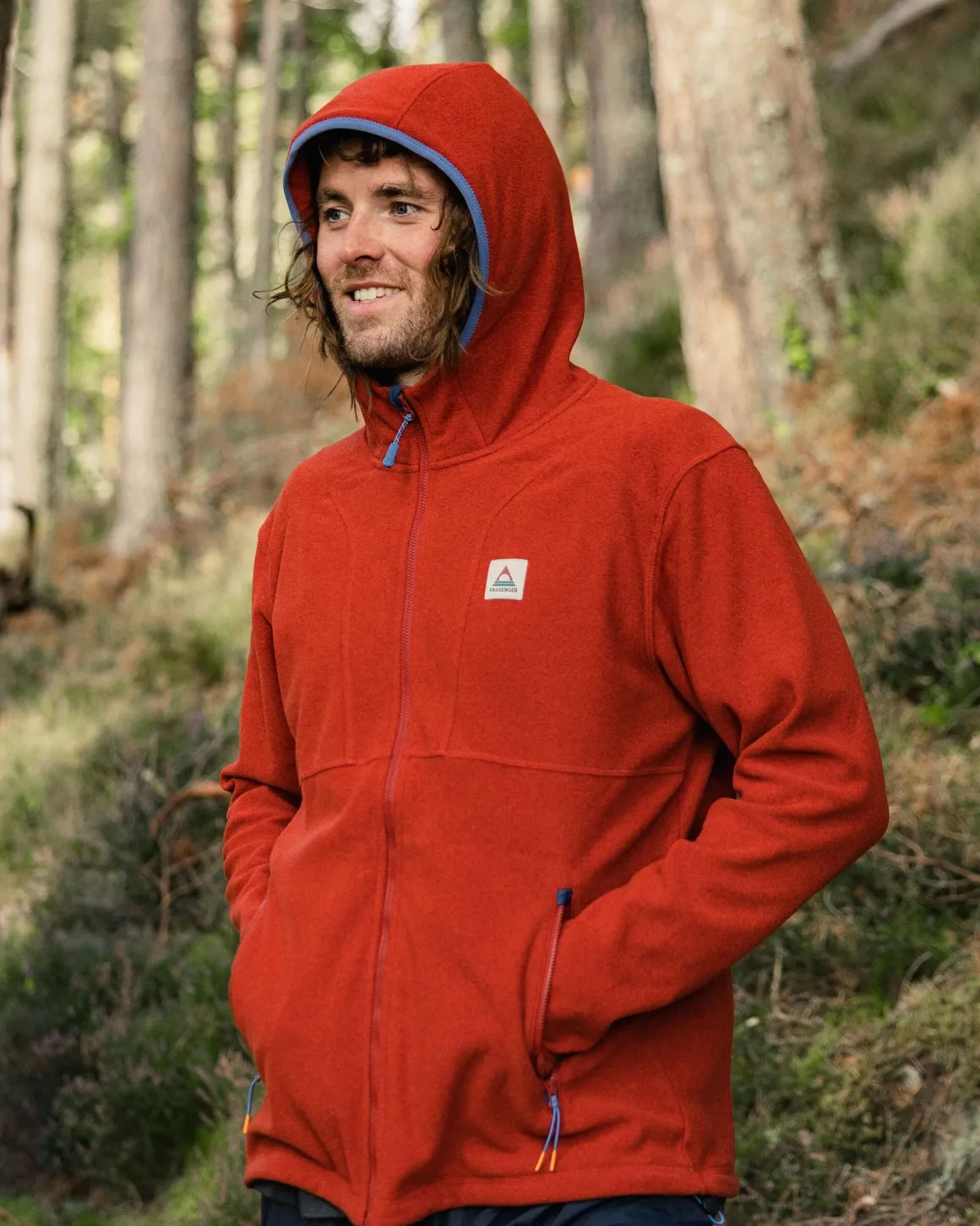 Hoodie en polaire recyclée pour hommes Pinegrove - Rouge Ocre