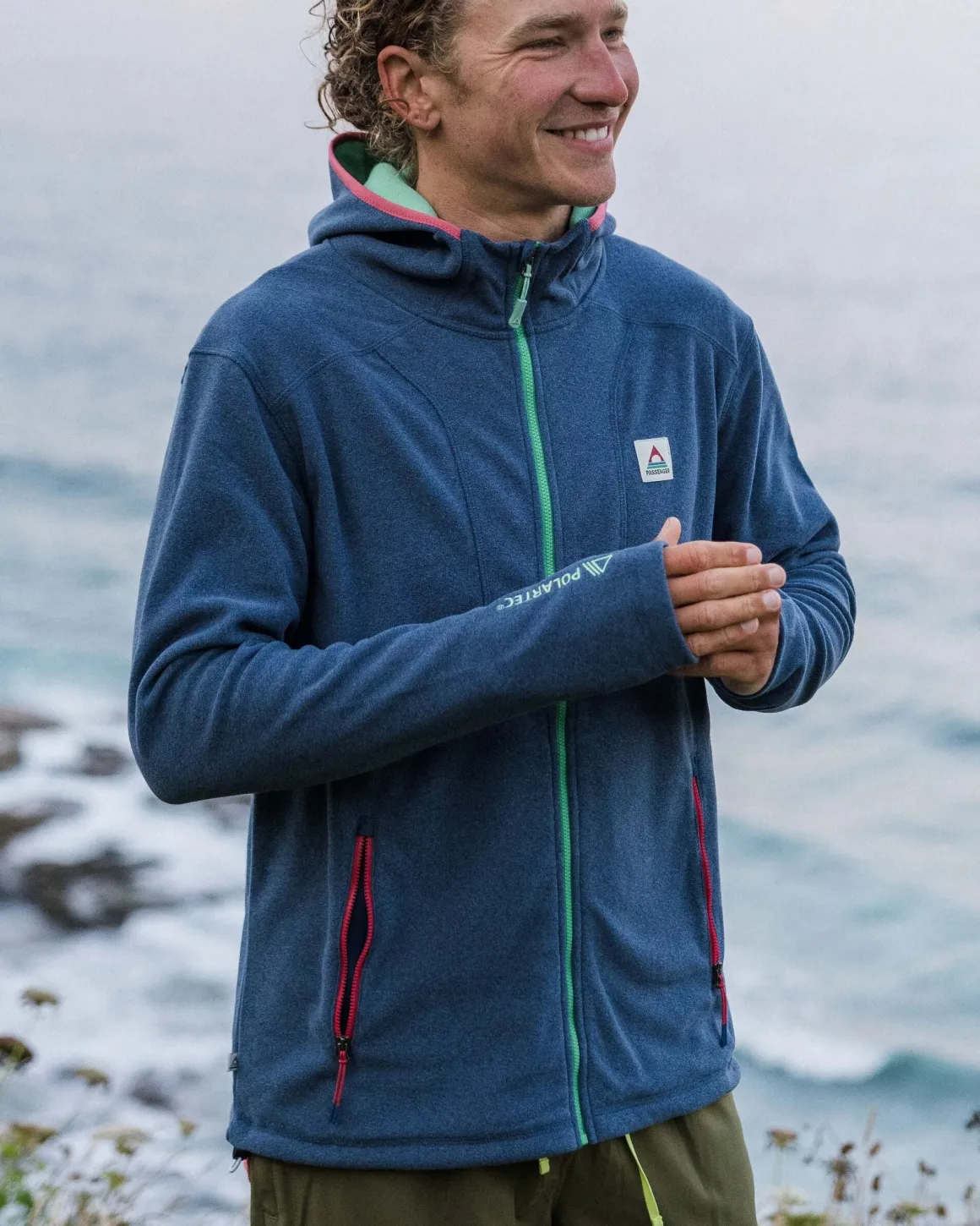 Hoodie en polaire recyclée Polartec® pour hommes - Denim foncé chiné