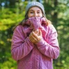 Hoodie matelassé recyclé à boutons-pression Clementine - Mauve Haze