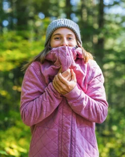Hoodie matelassé recyclé à boutons-pression Clementine - Mauve Haze