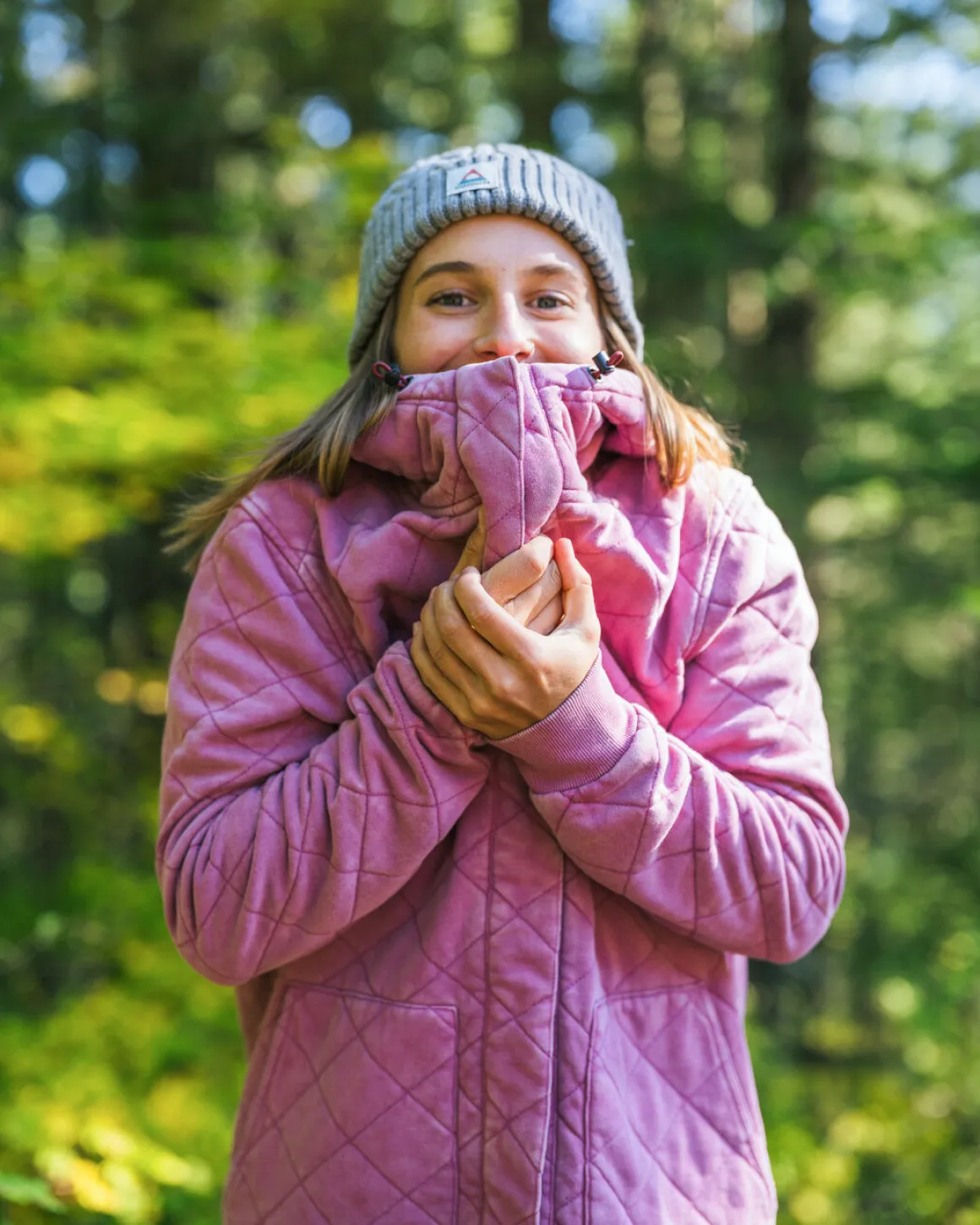 Hoodie matelassé recyclé à boutons-pression Clementine - Mauve Haze