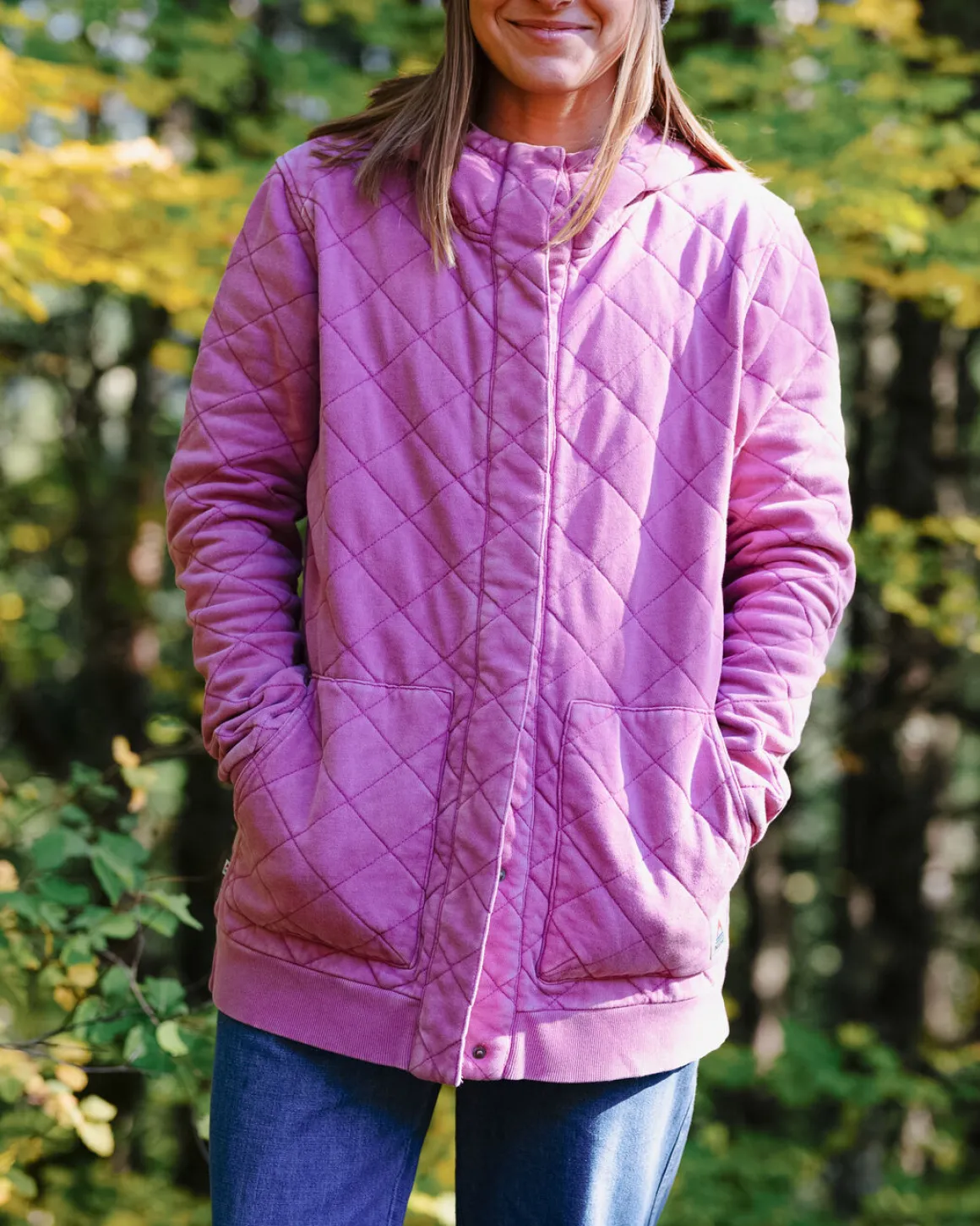 Hoodie matelassé recyclé à boutons-pression Clementine - Mauve Haze