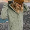 Hoodie matelassé recyclé Clementine à boutons-pression - Pistache